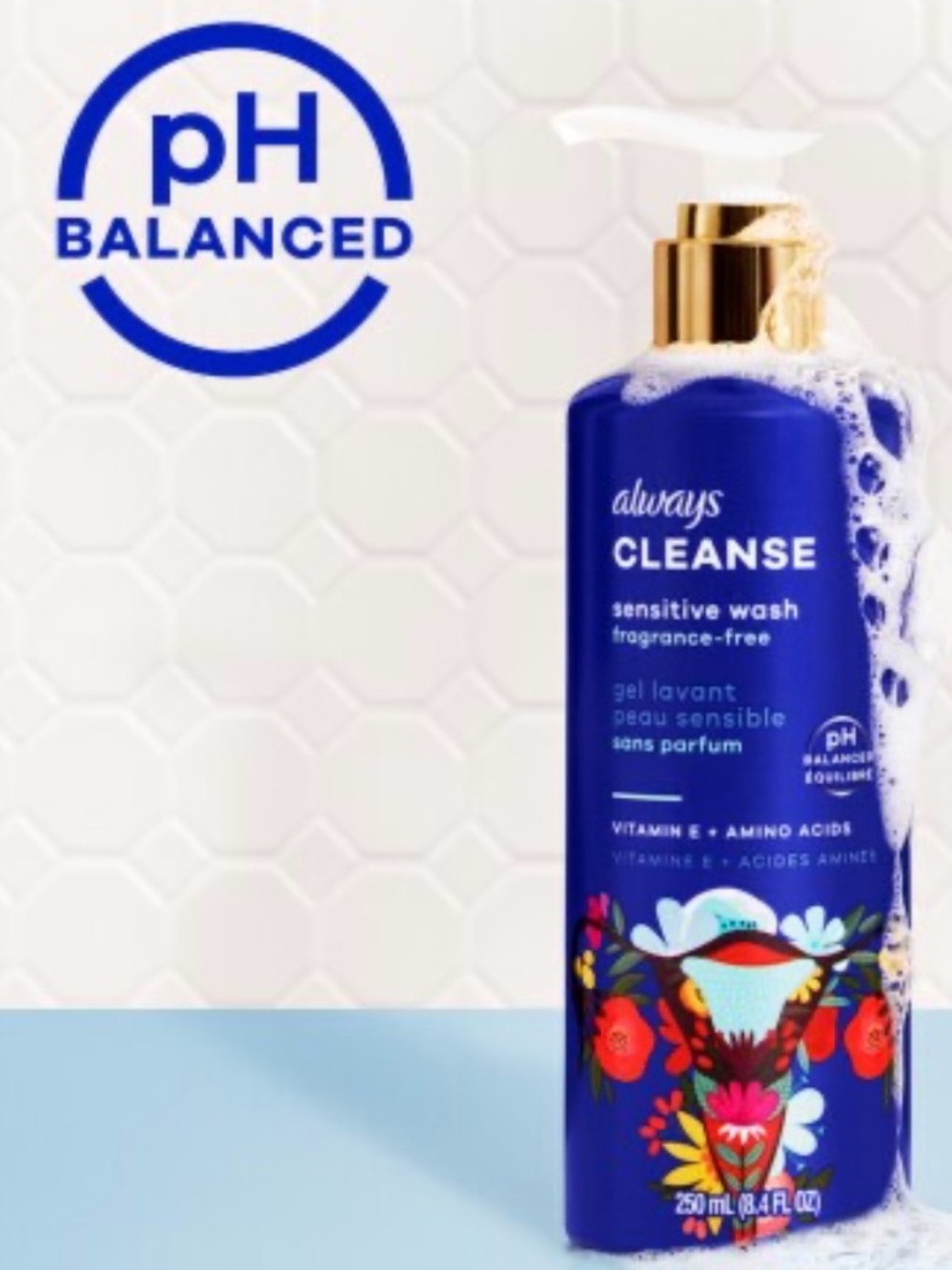New Always Cleanse Sensitive Wash Fragrance Free PH Balanced
